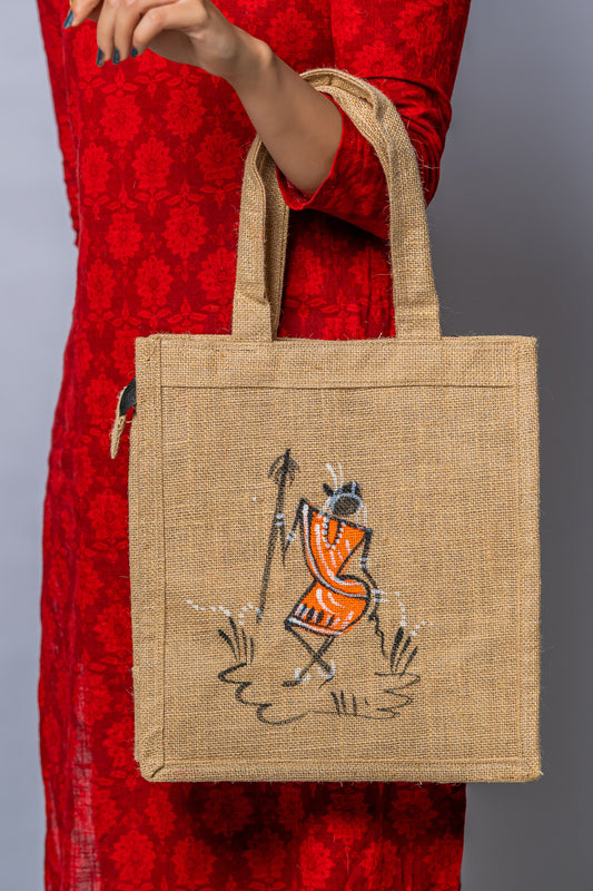 Jute Hand Painted Carry Bag