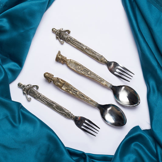 Cutlery Set Of 4 | Dhokra Art | Bastar Art