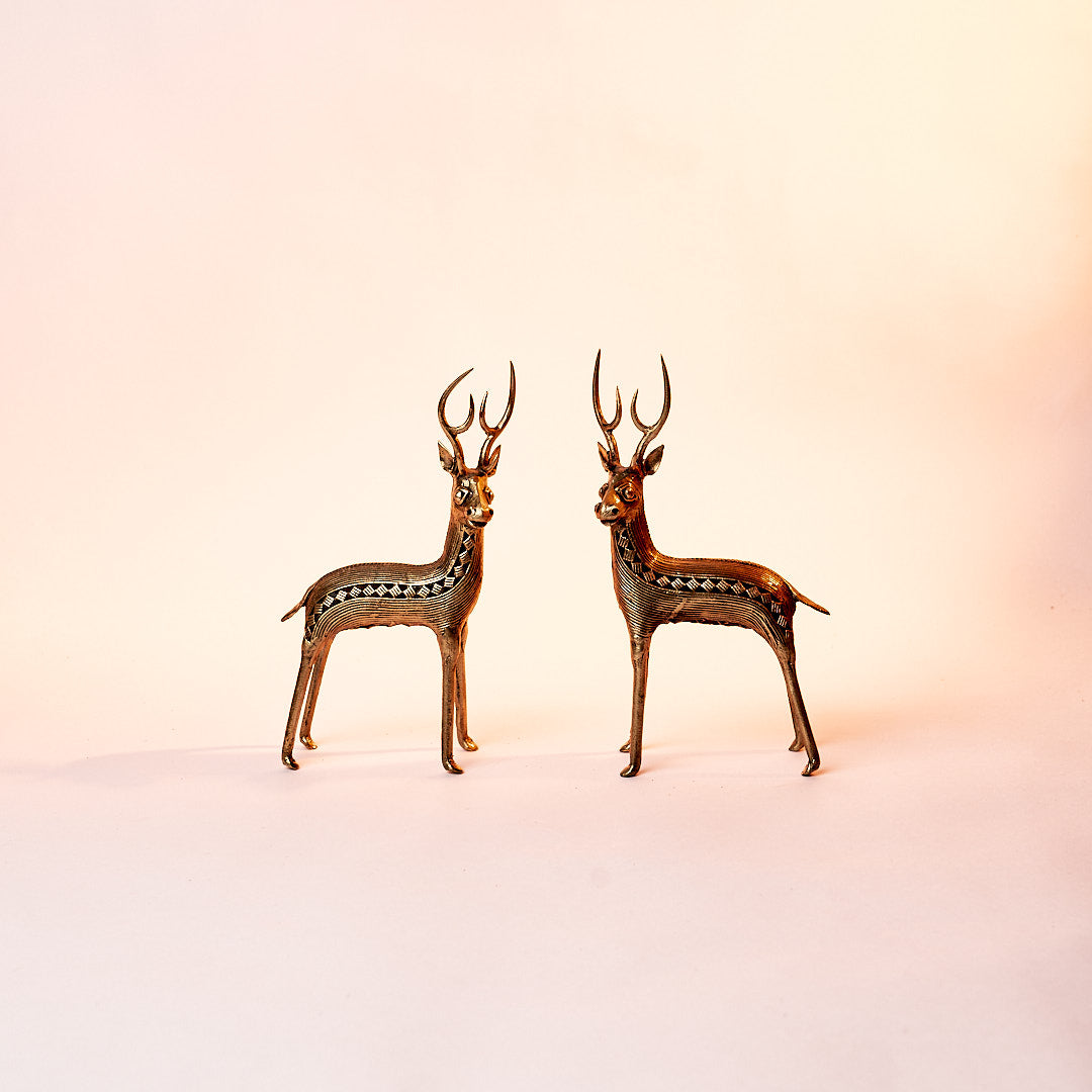 Decorative Deer Pair Of 2 | Dhokra Art | Bastar Art